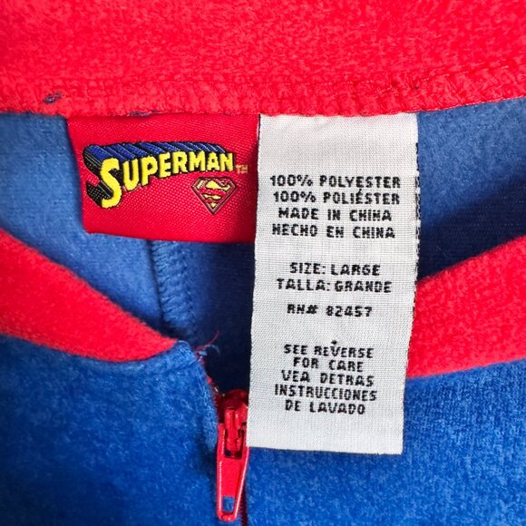 Superman Adult Pajamas Large Blue Red Fleece Costume DC Comics Sleepwear - Picture 5 of 6